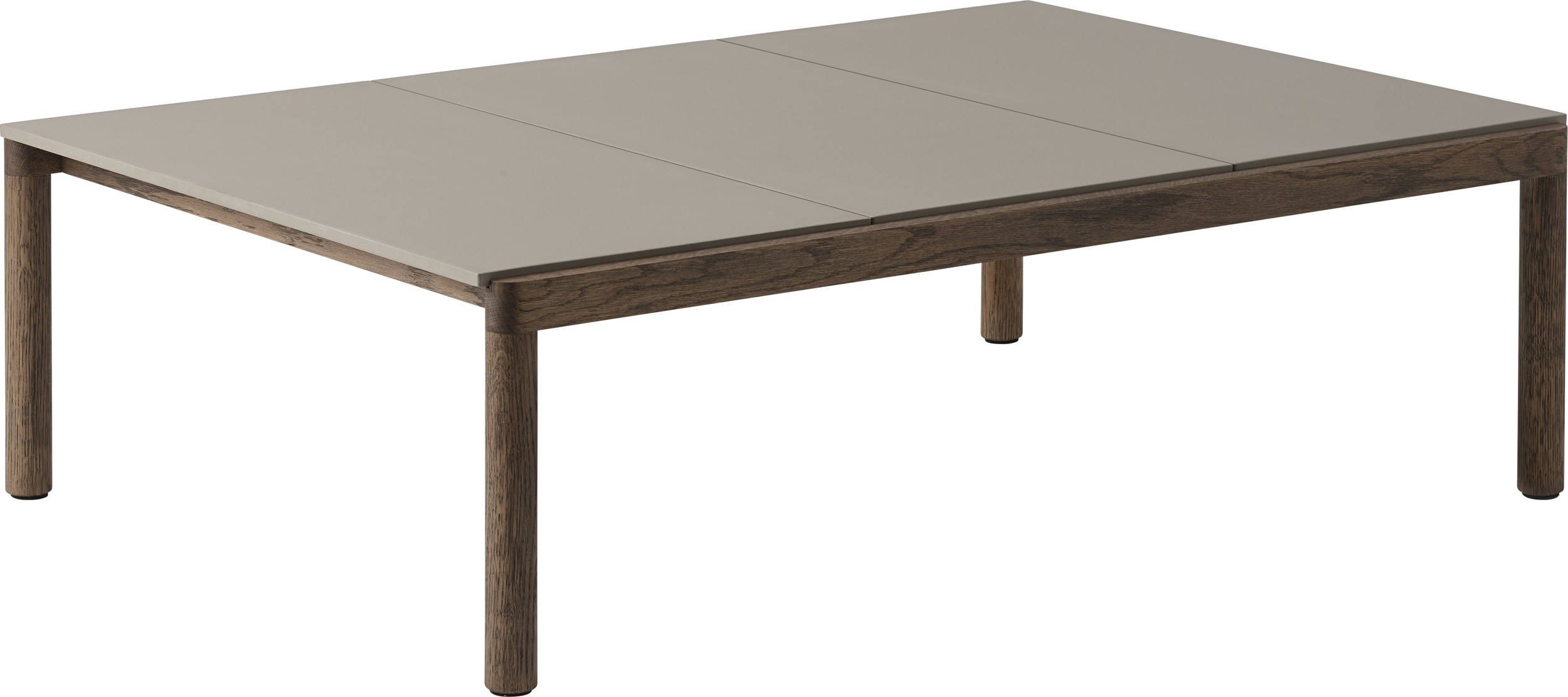 Stolik kawowy Couple gładki 120 x 84 x 35 cm taupe na ciemnych dębowych nogach