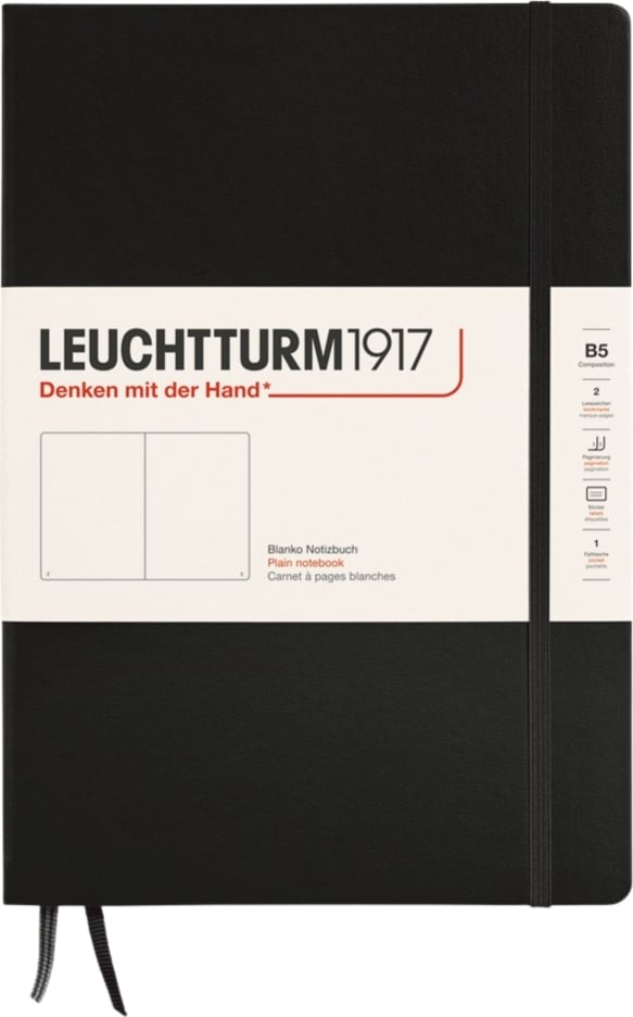 Notes gładki w twardej oprawie Leuchtturm 1917 B5 219 stron czarny 80 g/m²