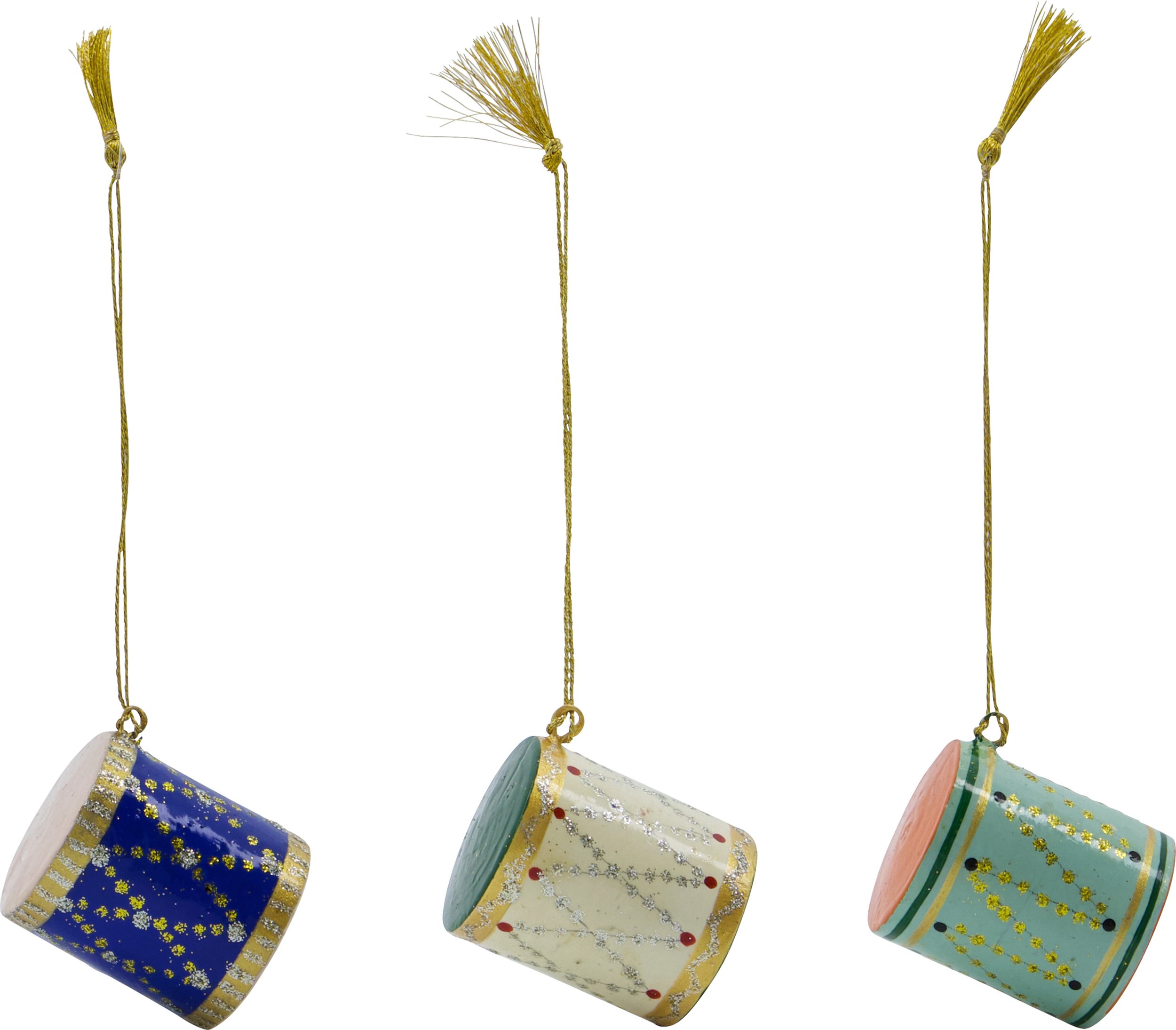 Ozdoby choinkowe HDDrum niebieski, beżowy i zielony 3 szt.