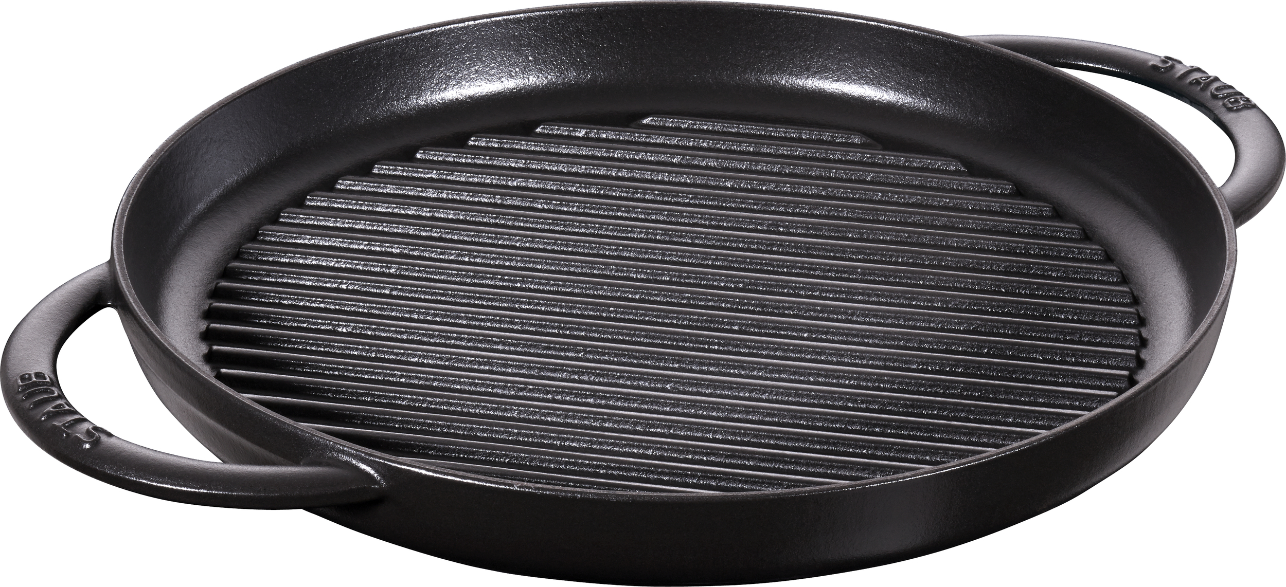 Patelnia grillowa Staub 30 cm czarna z dwoma uchwytami