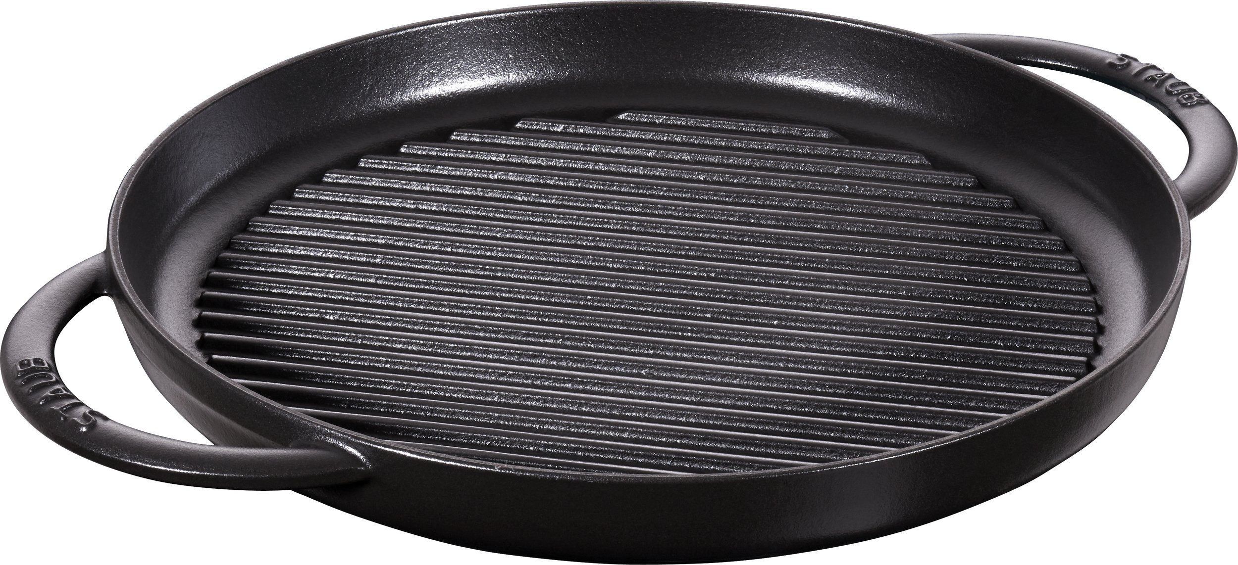 Patelnia grillowa Staub 30 cm czarna z dwoma uchwytami