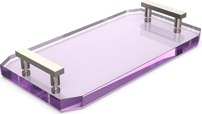 Taca łazienkowa Kristall fioletowa z niklowanymi uchwytami