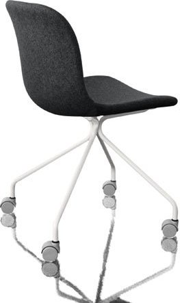 Krzesło Troy 4 star na kółkach tapicerowane biała rama ciemnoszare