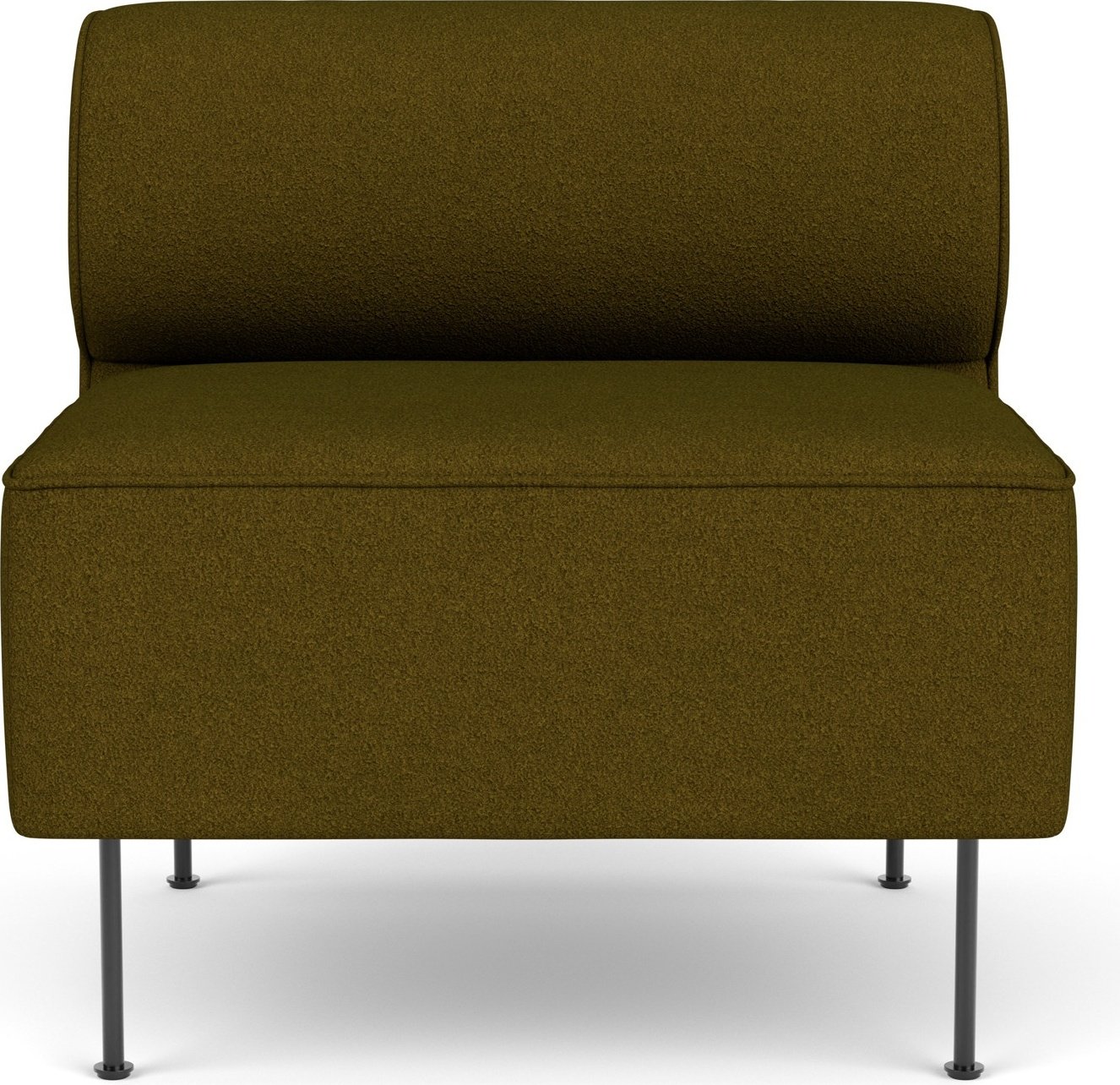 Element środkowy sofy modułowej Eave 80 cm ciemnozielony na czarnych stalowych nogach