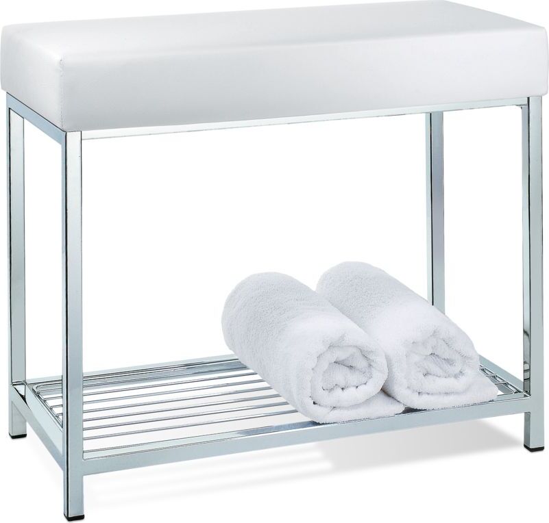 Stołek Corner biały z półką