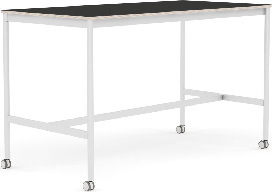 Stół na kółkach Base 80 x 160 x 95 cm czarny nanolaminat nogi białe