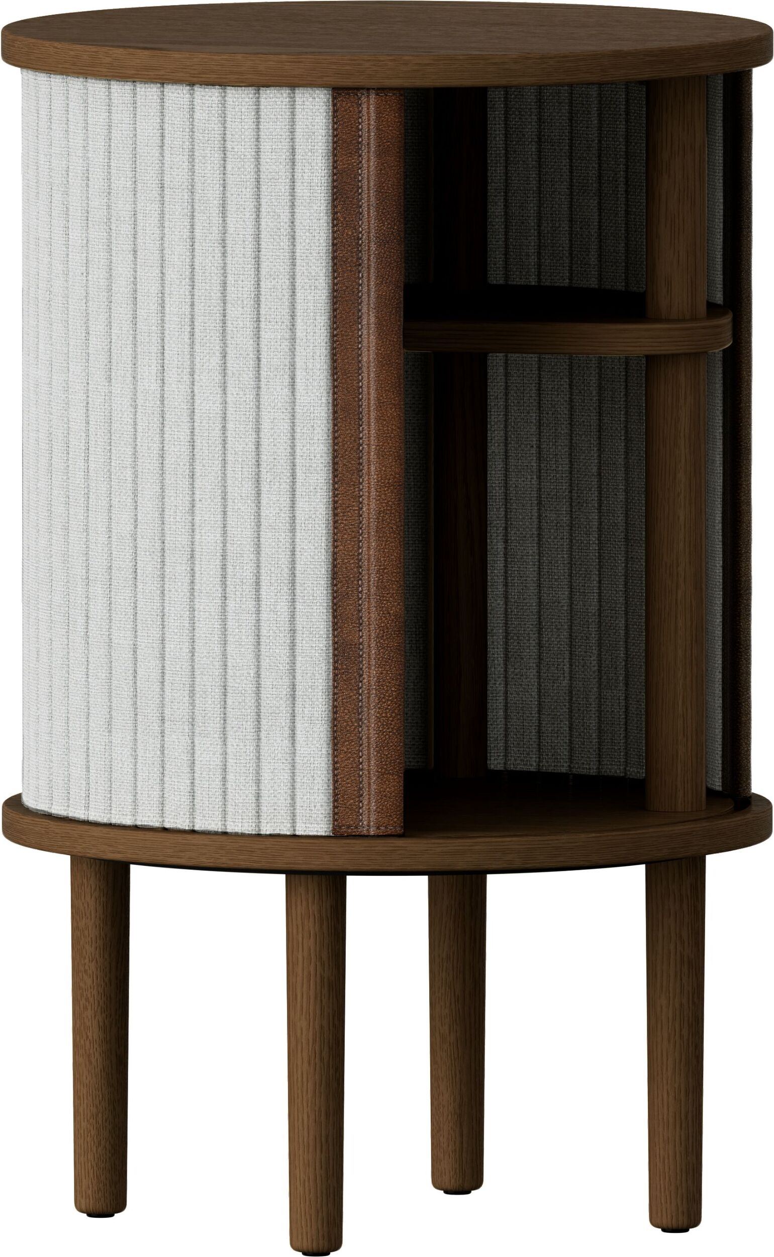 Szafka nocna Audacious jasnoszara na ciemnych dębowych nogach