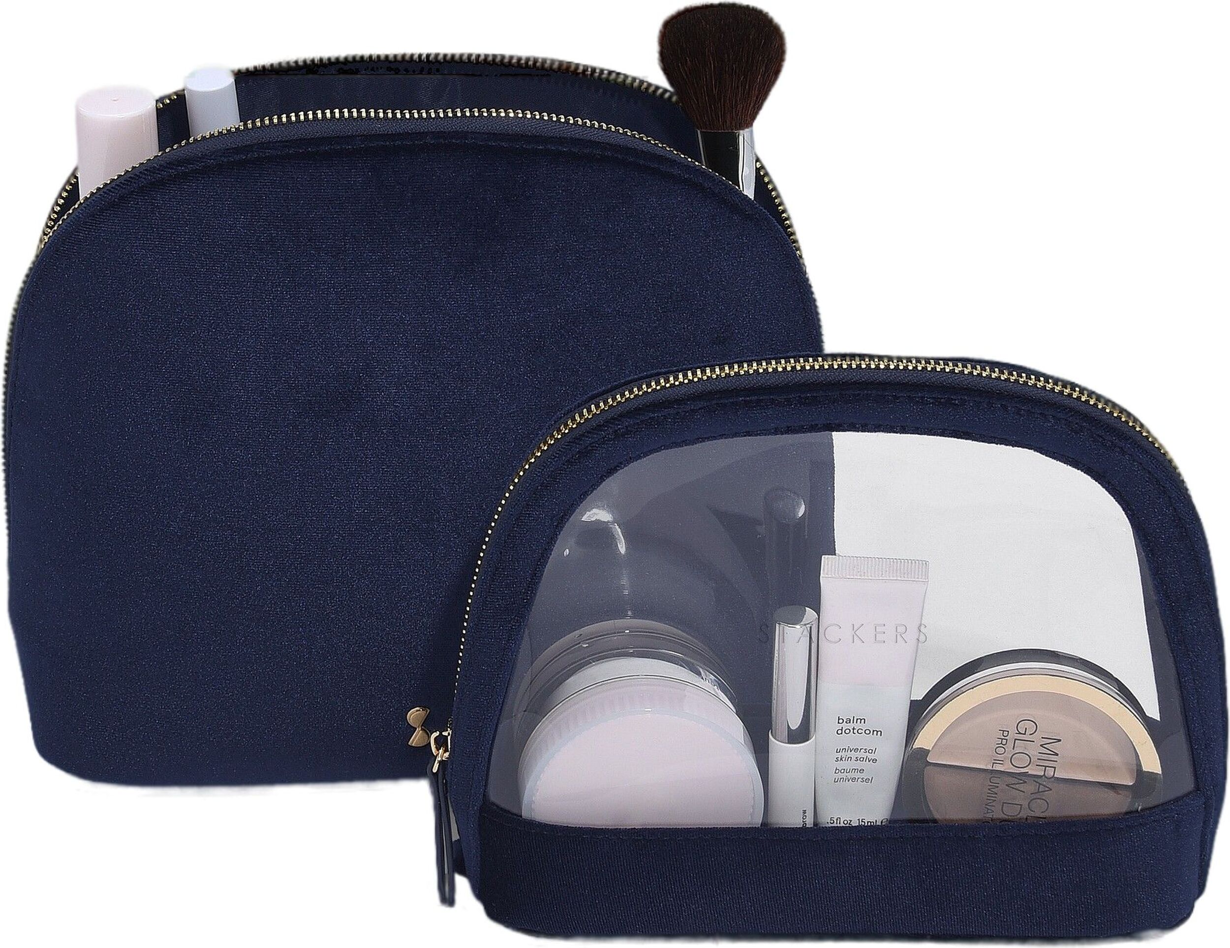 Kosmetyczki Stackers Nested Velvet granatowe 2 szt.