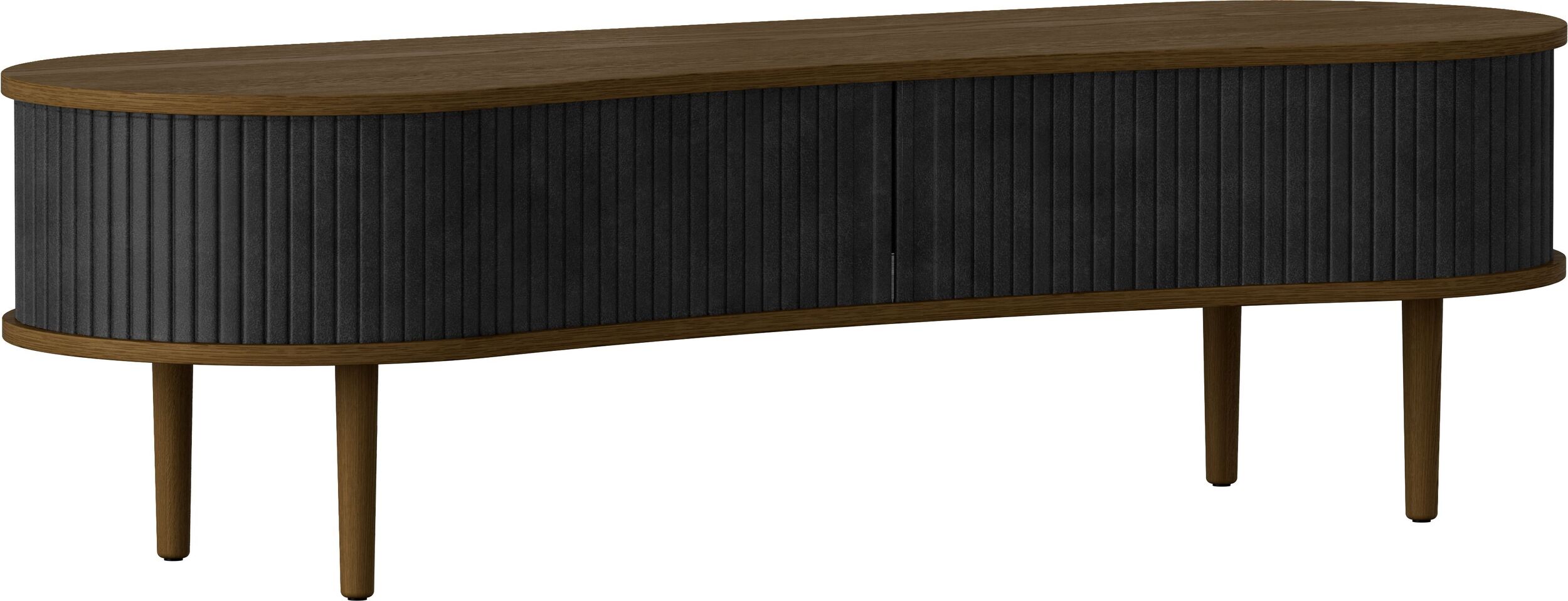 Szafka Audacious 140 cm w kolorze węgla na ciemnych dębowych nogach