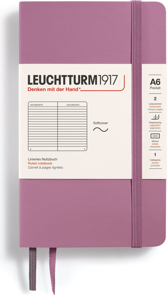 Notes w linię w miękkiej oprawie Leuchtturm 1917 A6 123 strony brudny róż 80 g/m²