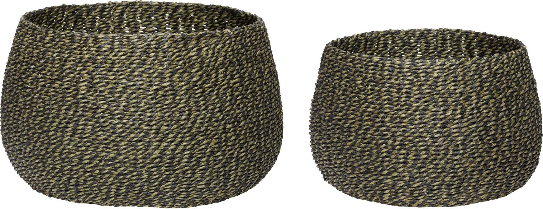 Kosze do przechowywania Hübsch czarno-zielone plecione 2 szt.