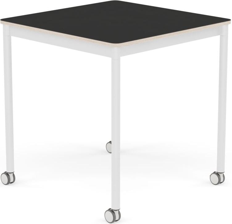 Stół na kółkach Base kwadratowy 70 cm czarny nanolaminat nogi białe