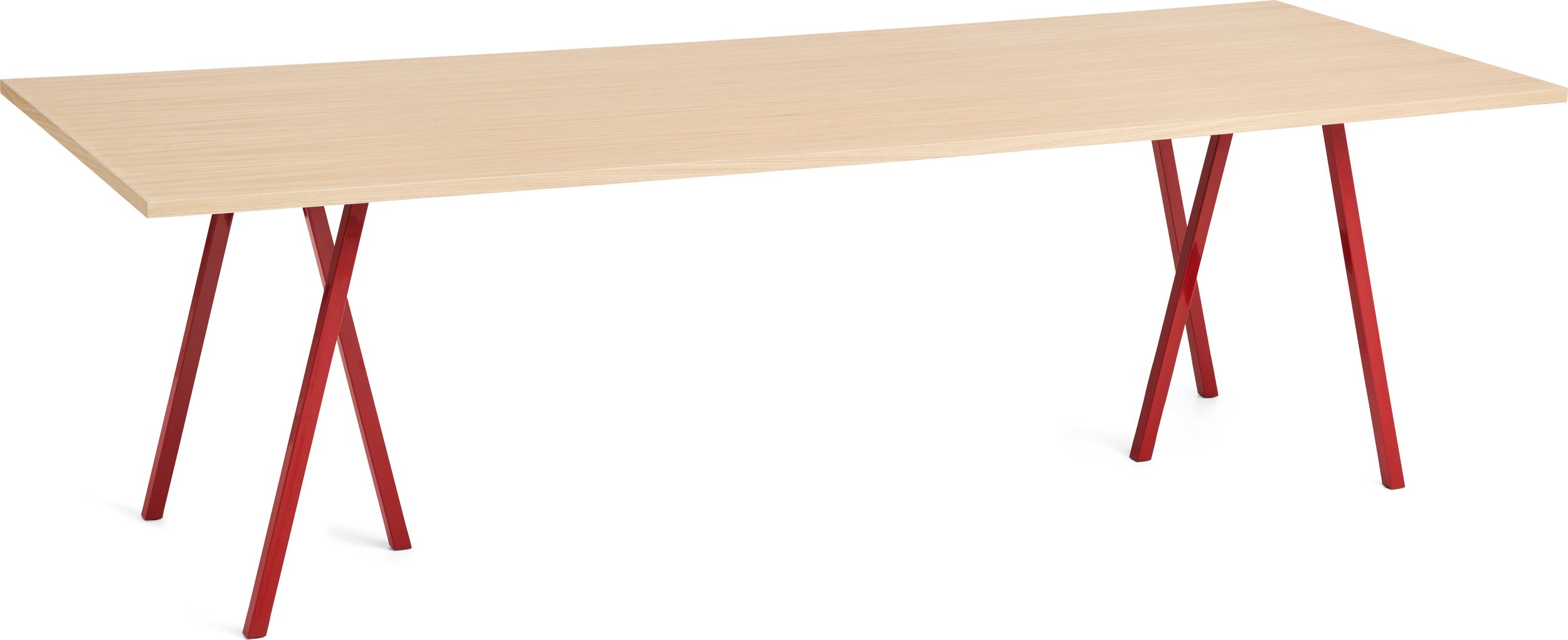 Stół Loop Stand 250 cm blat dąb lakierowany nogi czerwone