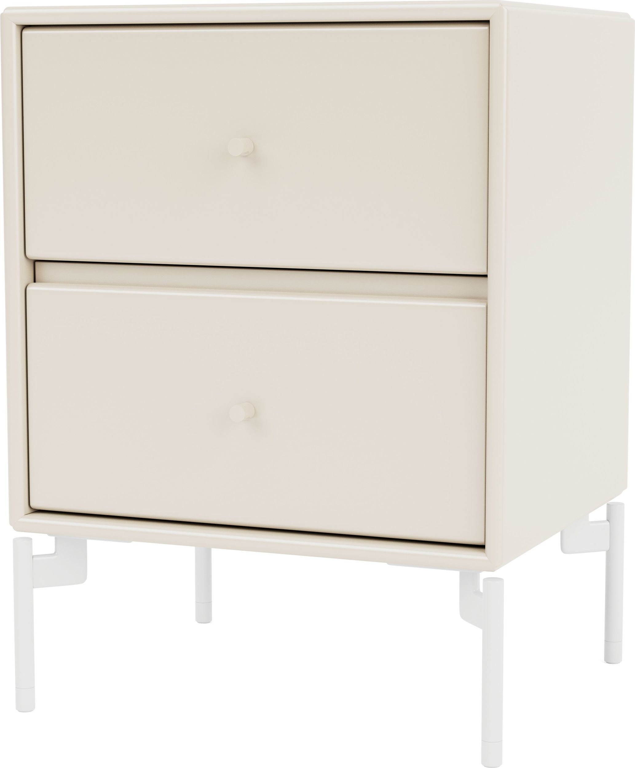 Szafka nocna Drift jasnobeżowa na białych nogach