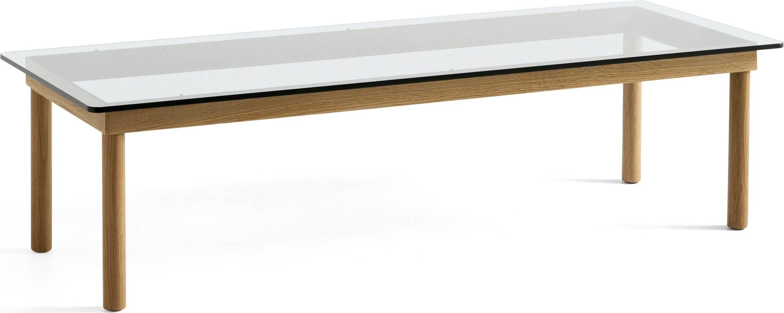 Stolik kawowy Kofi 50 x 140 cm blat szkło gładkie z nogami dąb