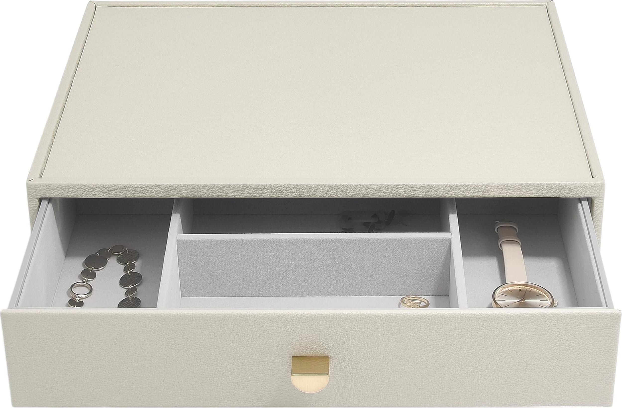 Szkatułka na biżuterię Stackers głęboka supersize jasnobeżowa z szufladą