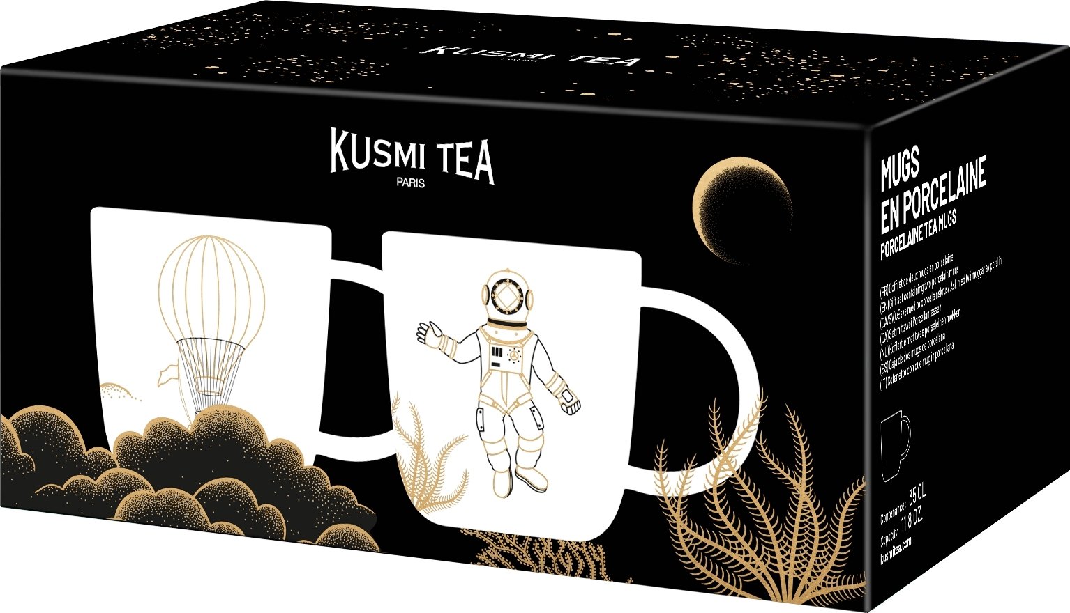 Kubki Kusmi Christmas 2025 balon & astronauta białe 2 szt.