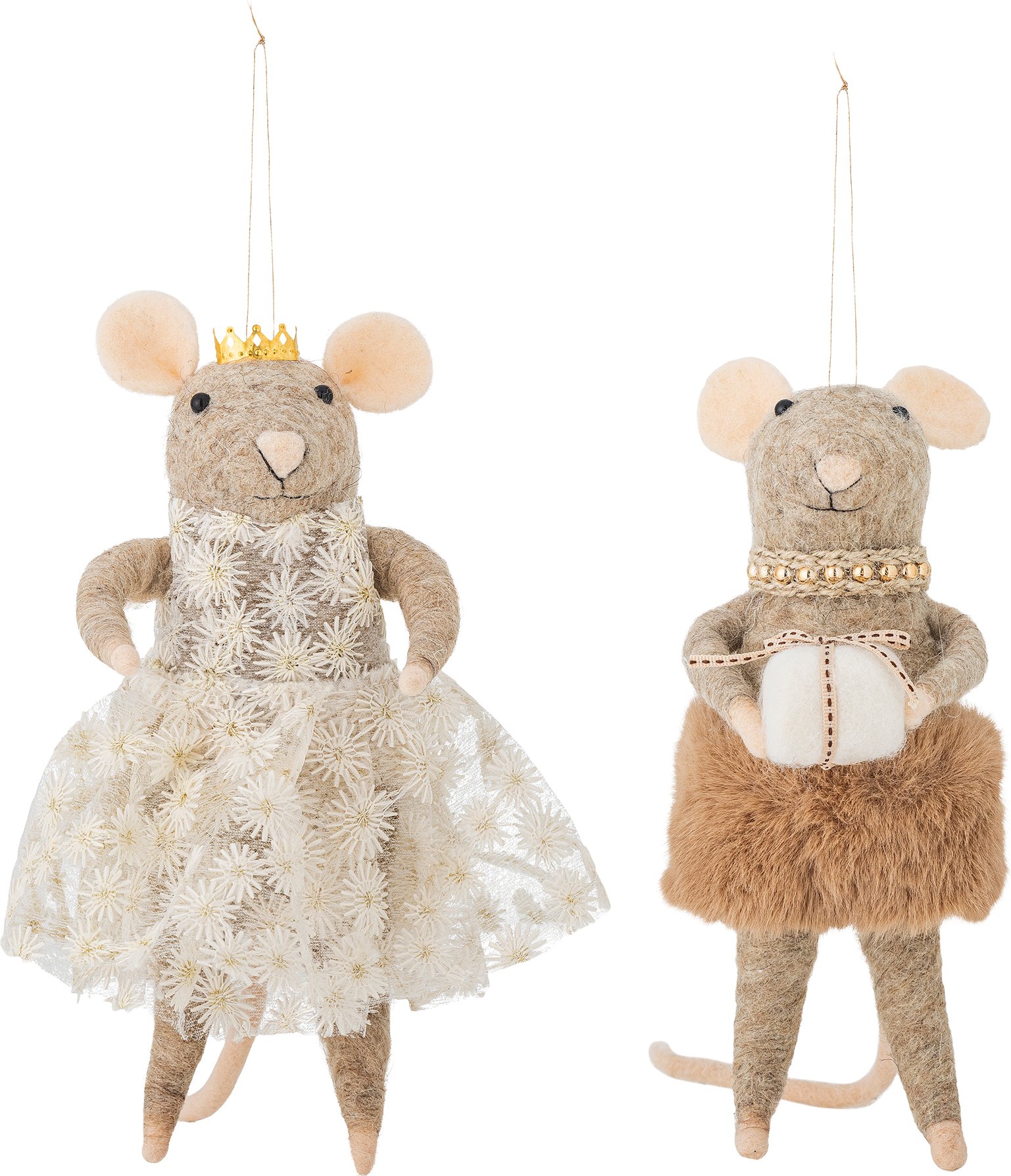 Ozdoby choinkowe Peo XL myszki beżowe
