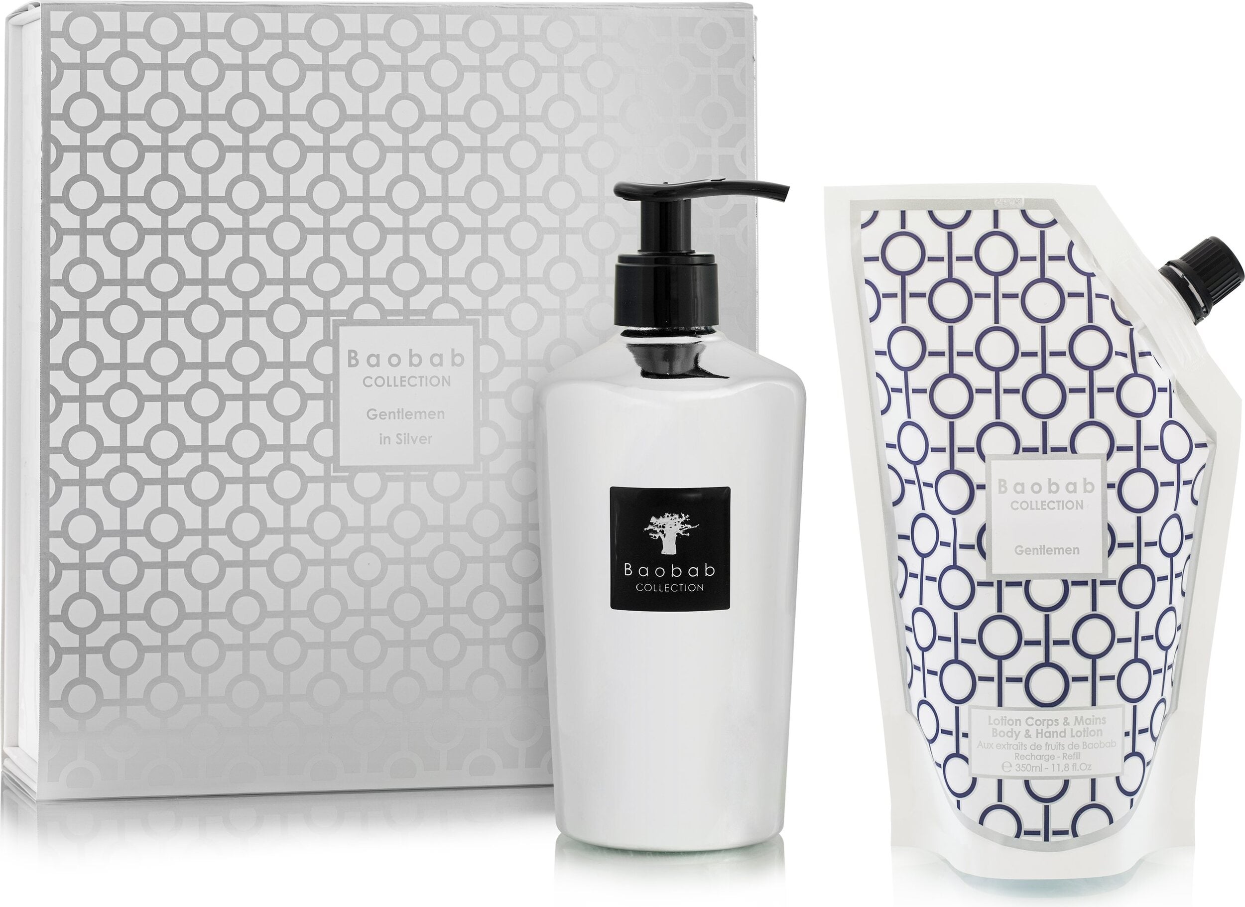 Mydło do rąk i uzupełnienie Baobab Gift Box Gentlemen in Silver 2 el.