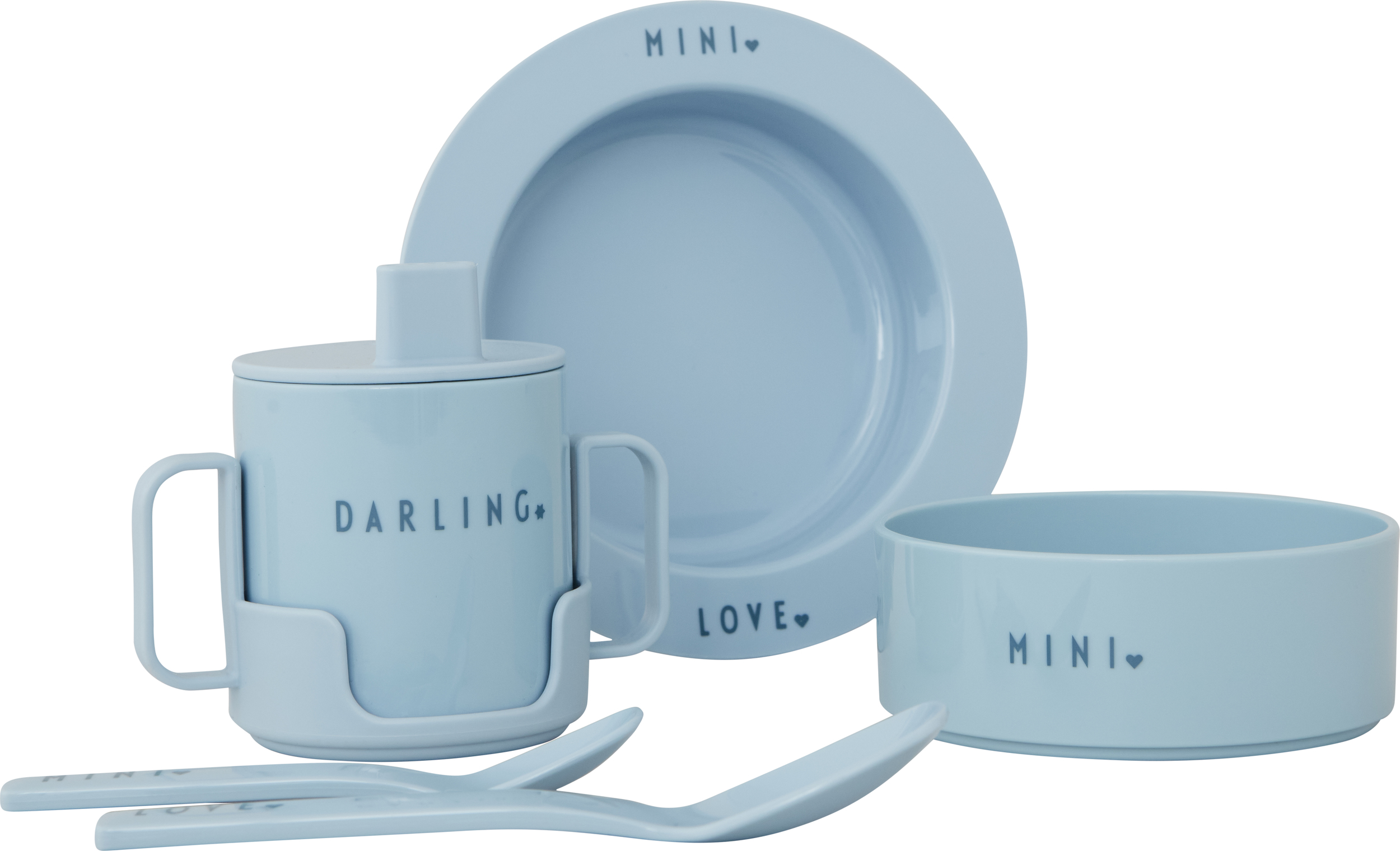 Naczynia dziecięce Mini Favourite błękitne 5 el.