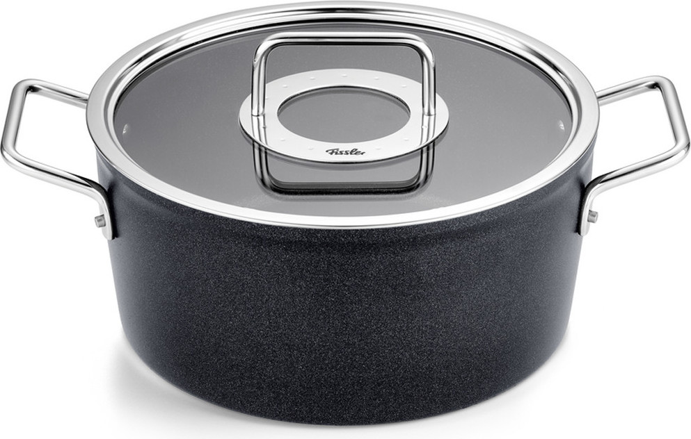 Garnek Adamant wysoki 24 cm ze szklaną pokrywką