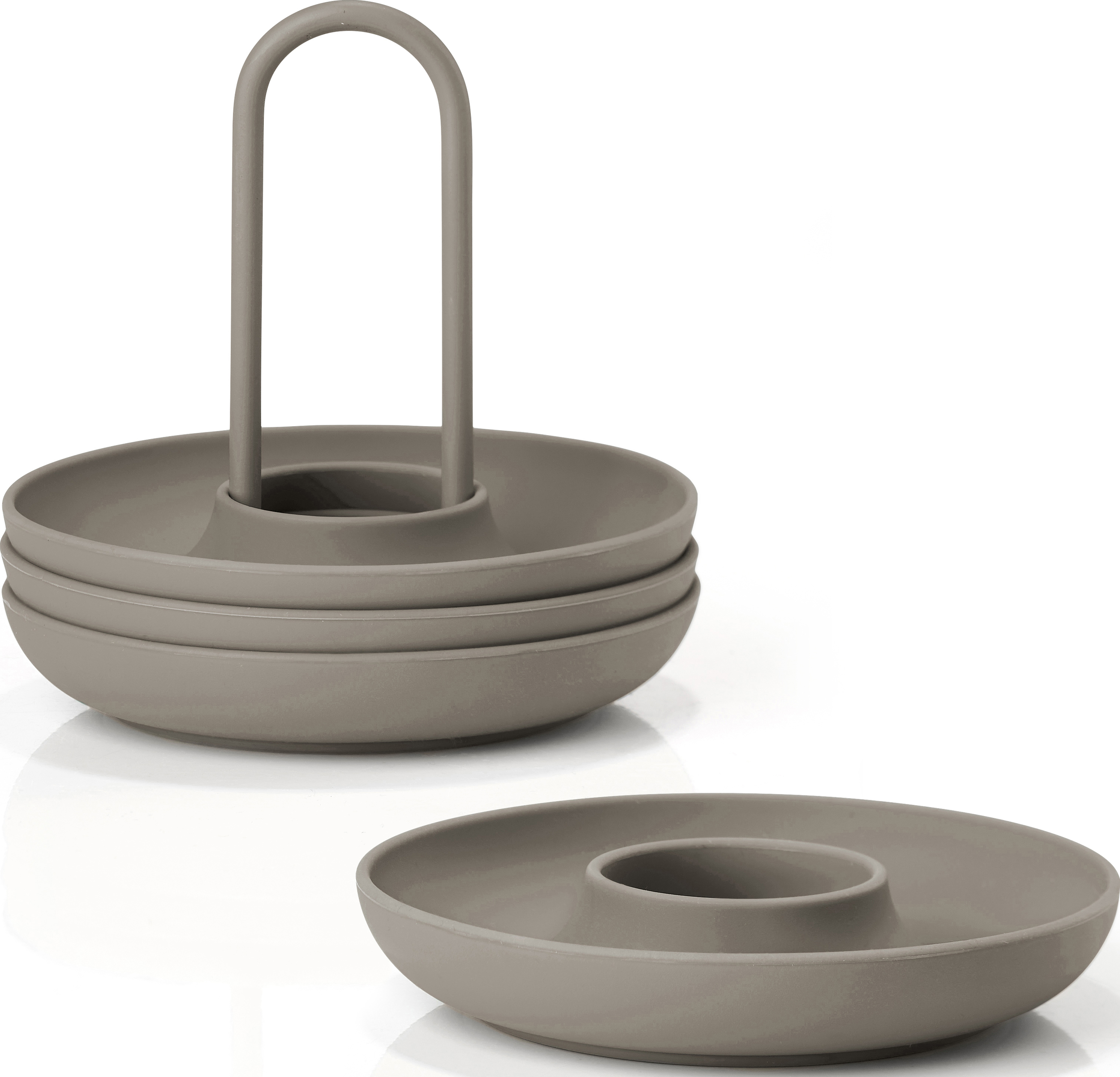 Podstawki do jajek Singles taupe ze stojakiem 4 szt.