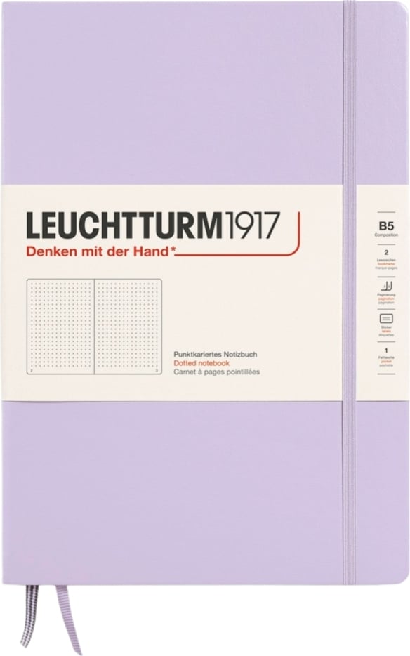 Notes w kropki w twardej oprawie Leuchtturm 1917 B5 219 stron liliowy 80 g/m²