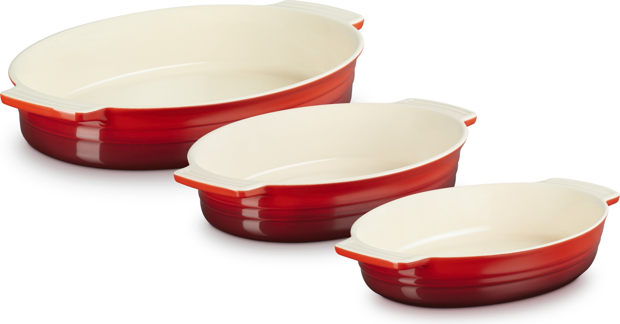 Naczynia do zapiekania Le Creuset owalne wiśniowe 3 szt.