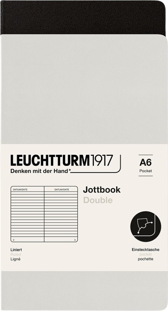 Notesy w linię w oprawie flex Jottbook A6 czarny i szary 80 g/m² 2 szt.