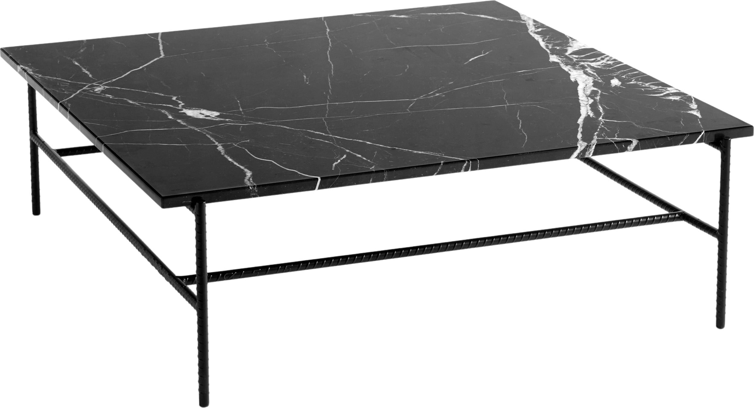 Stolik kawowy Rebar 100 x 104 x 33 cm czarny marmur