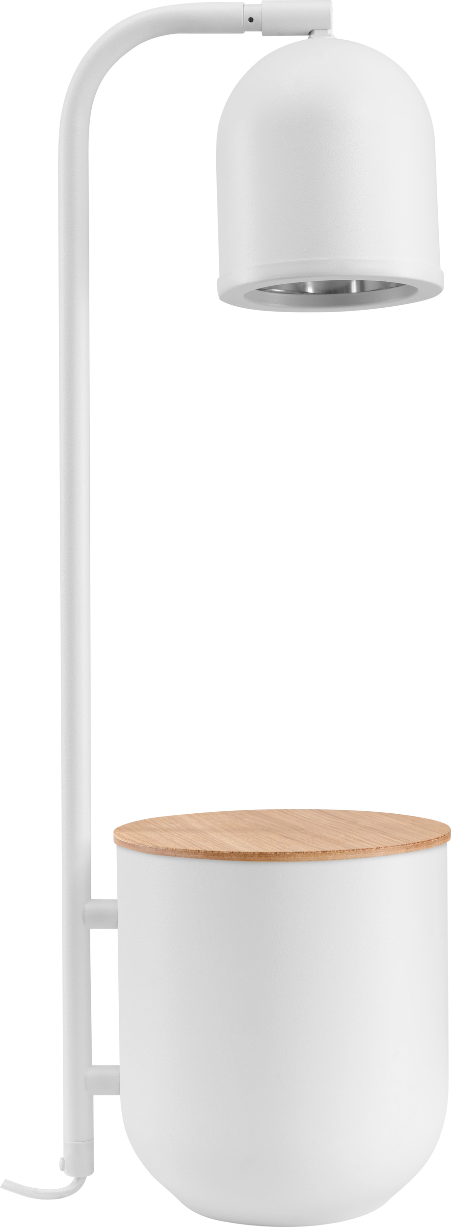 Lampa stołowa Botanica biała z pojemnikiem z drewnianą pokrywką