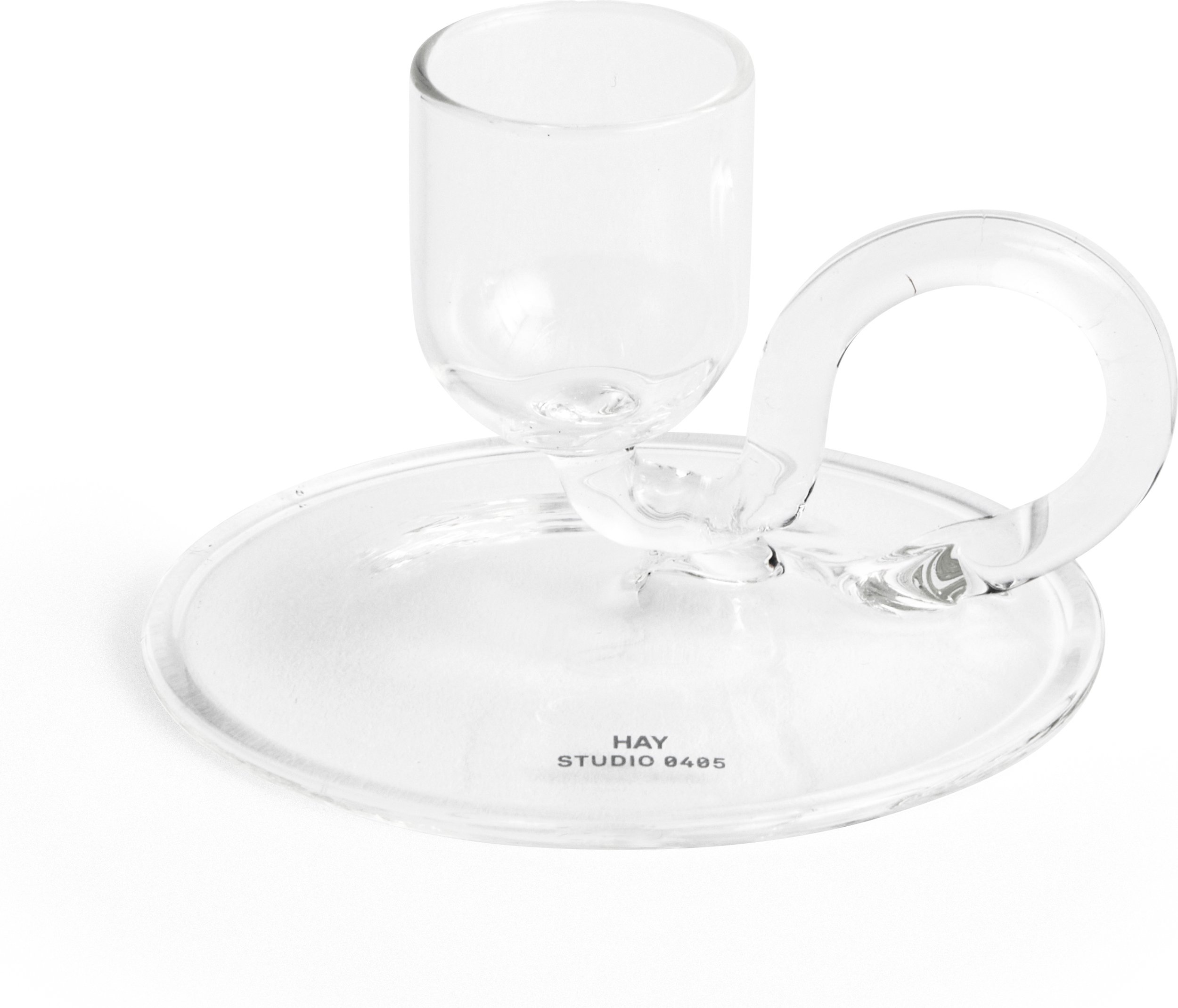 Świecznik na klasyczną świecę Tiny Curved przezroczysty