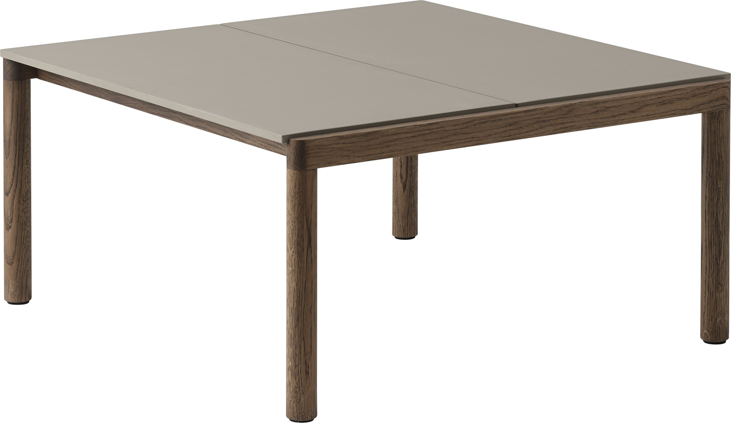 Stolik kawowy Couple gładki 80 x 84 x 40 cm taupe na ciemnych dębowych nogach