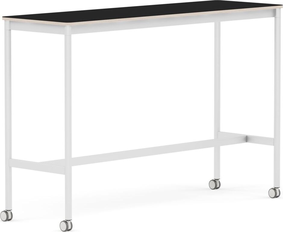 Stół na kółkach Base 50 x 160 x 105 cm czarny laminowany nogi białe