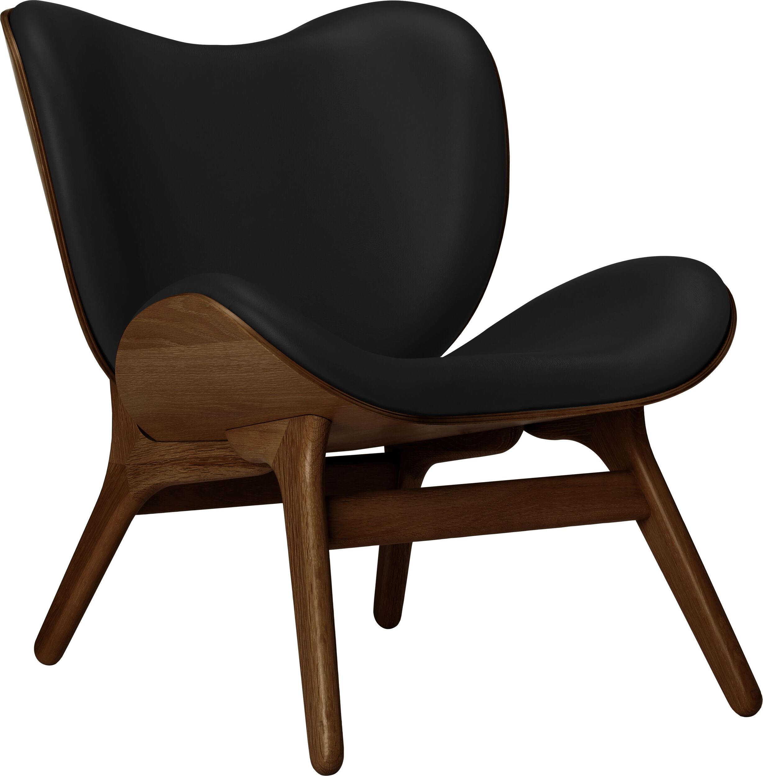 Fotel Conversation Piece Hope czarny skórzany na ciemnych dębowych nogach