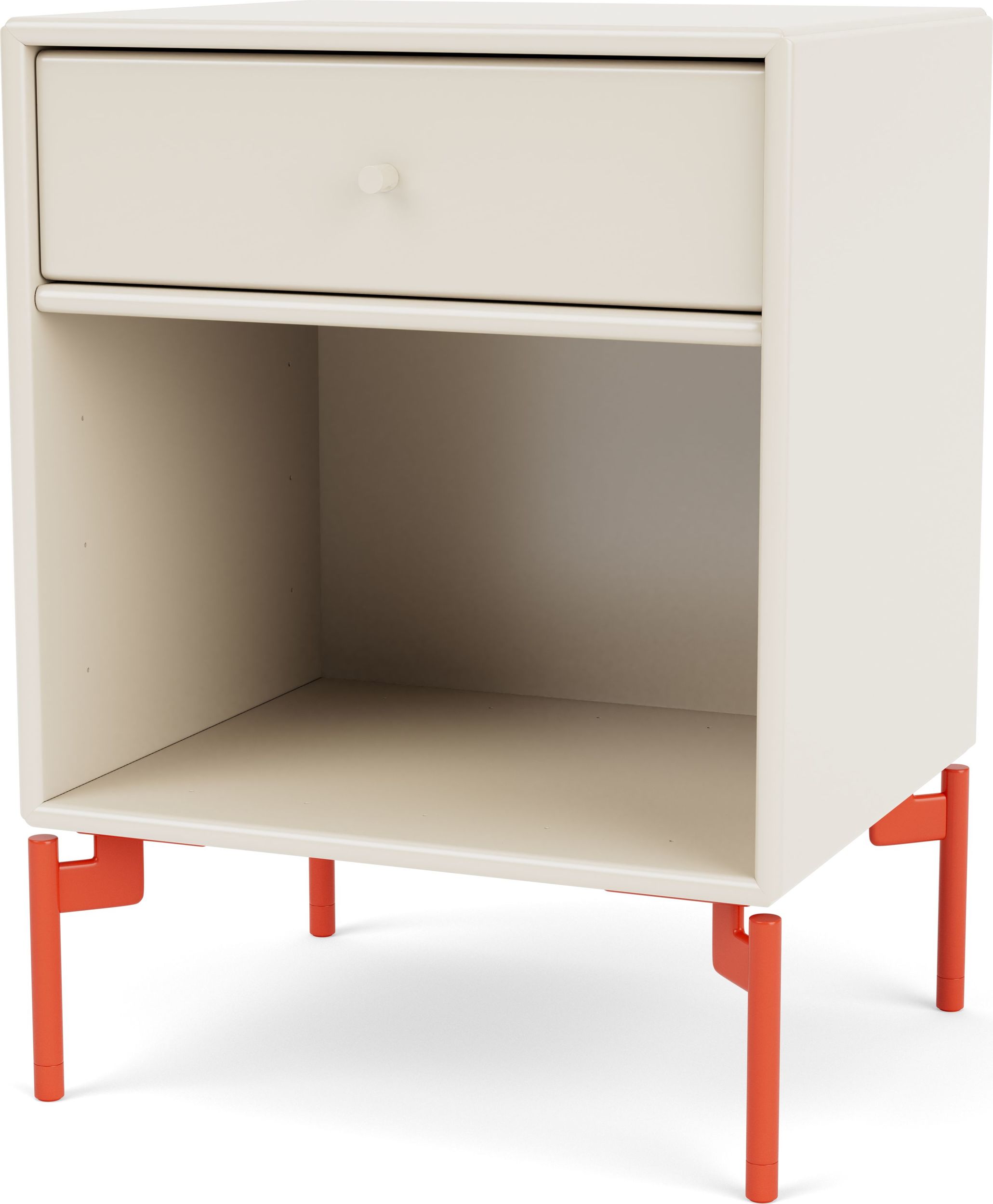 Szafka nocna Dream jasnobeżowa na czerwonych nogach