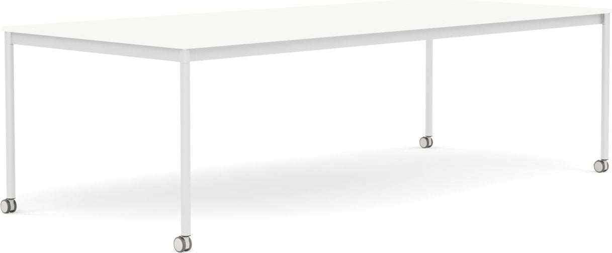 Stół na kółkach Base 110 x 250 cm biały laminowany ABS nogi białe