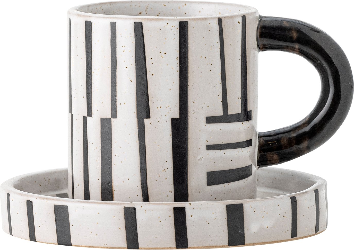 Kubek Frankie 300 ml czarno-biały ze spodkiem