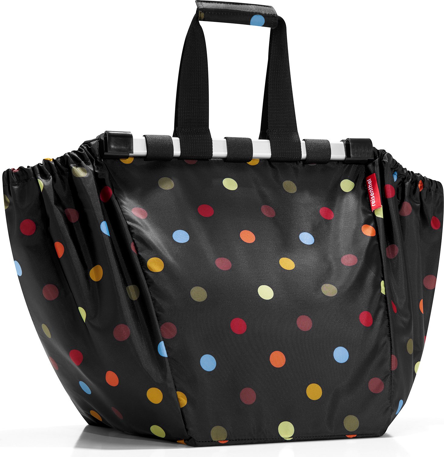 Torba Easyshoppingbag w kolorowe kropki czarna