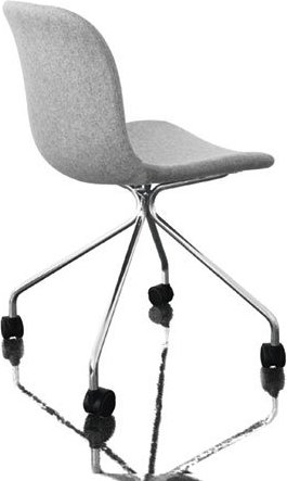 Krzesło Troy 4 star na kółkach tapicerowane chrom jasnoszare