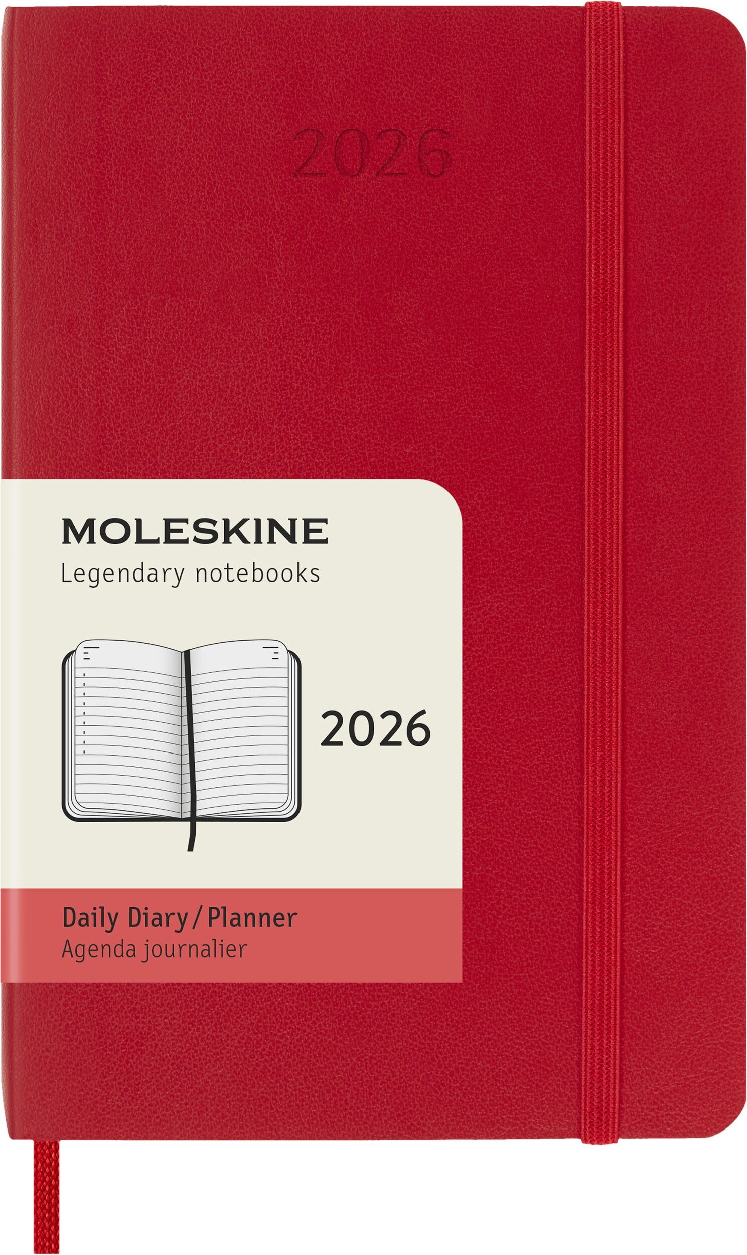 Kalendarz dzienny w miękkiej oprawie Moleskine 2026 12M P czerwony