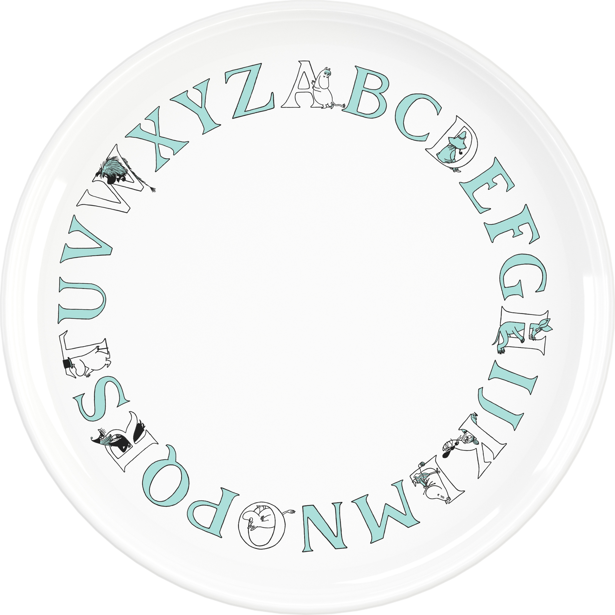 Talerz dziecięcy ABC Muminki turkusowy
