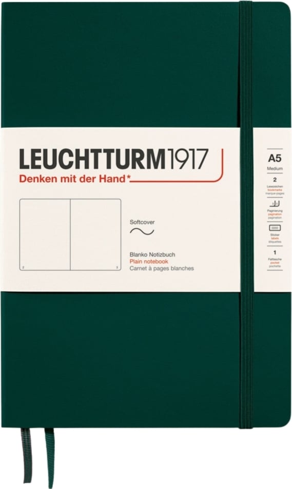 Notes gładki w miękkiej oprawie Leuchtturm 1917 A5 123 strony leśna zieleń 80 g/m²