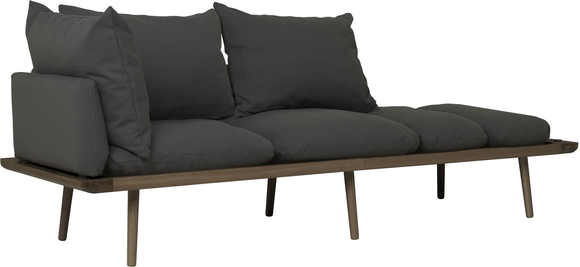 Sofa trzyosobowa Lounge Around ciemnoszara na ciemnych dębowych nogach