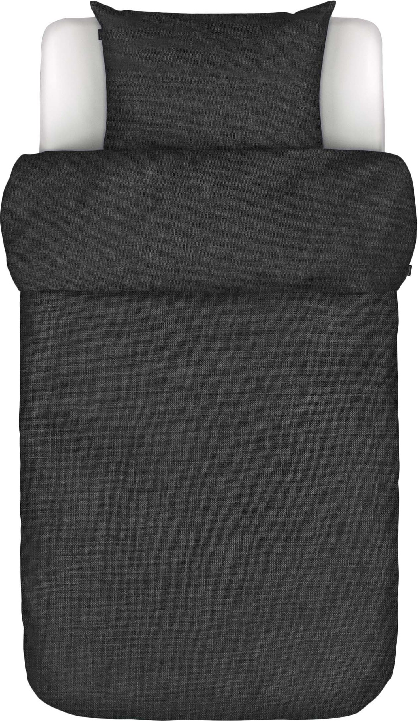 Pościel Valka 140 x 220 cm antracytowa lniana z poszewką na poduszkę 60 x 70 cm