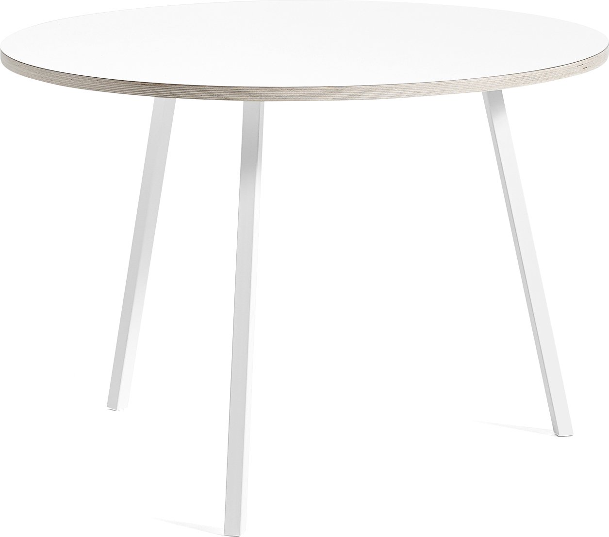 Stół Loop Stand okrągły 105 cm blat biały laminat nogi białe