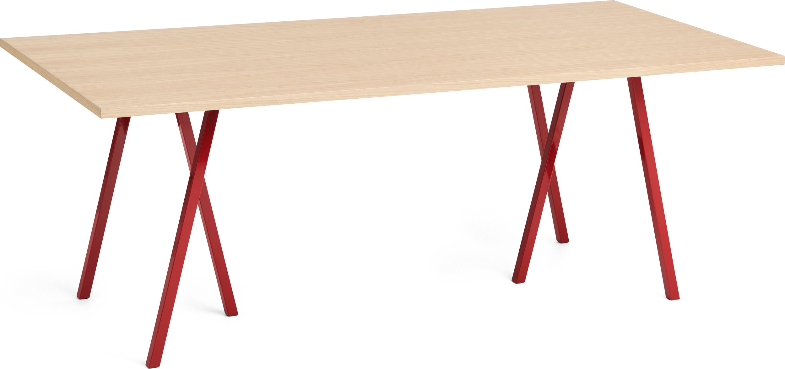 Stół Loop Stand 200 cm blat dąb lakierowany nogi czerwone