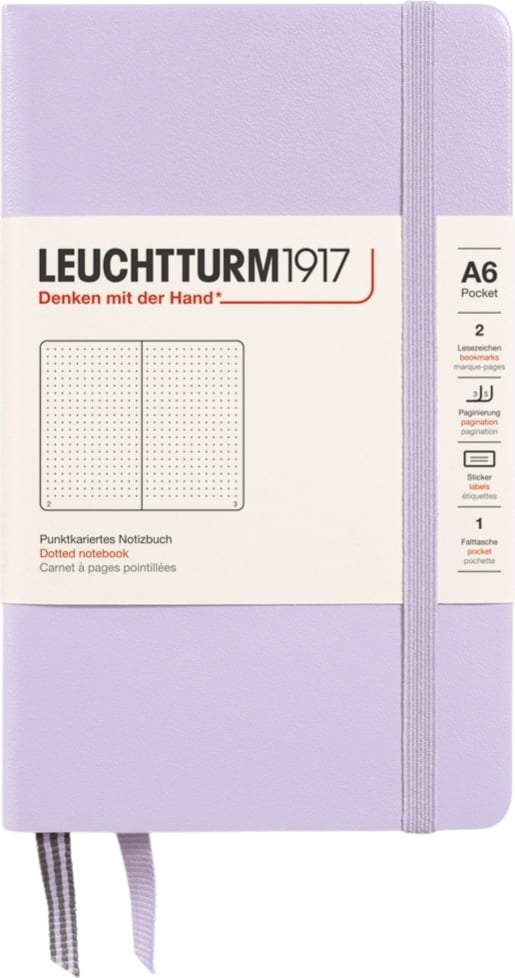 Notes w kropki w twardej oprawie Leuchtturm 1917 A6 187 stron liliowy 80 g/m²