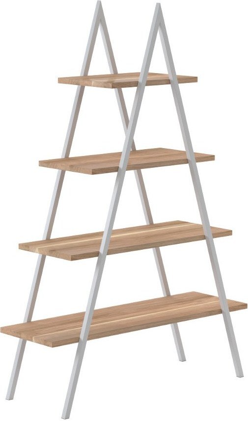 Regał bakke dębowe półki śnieżnobiała rama