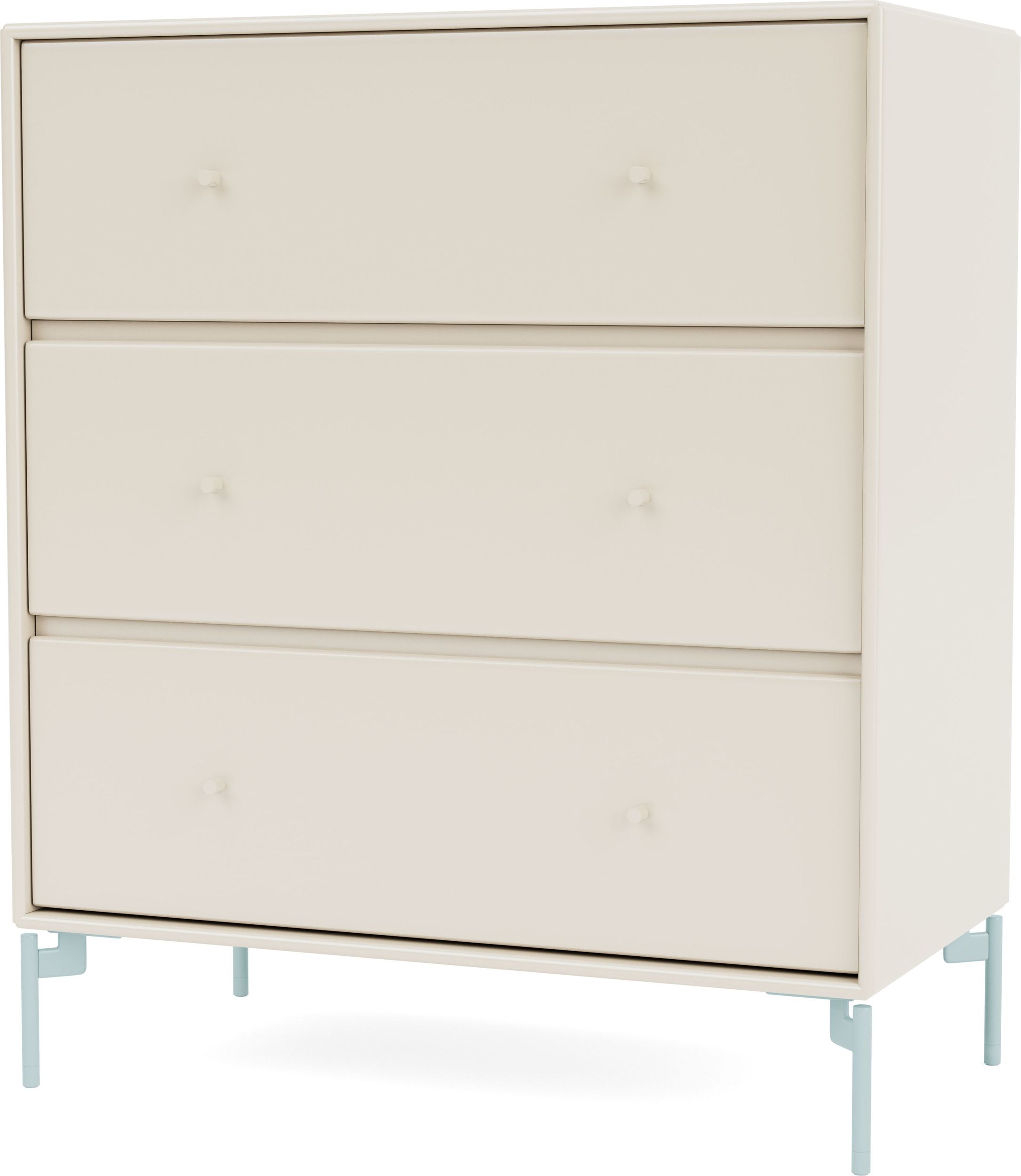 Komoda Carry jasnobeżowa na jasnobłękitnych nogach